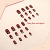 CAEEA Burgundy press-on nails medium square French false nails 3D