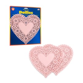 Hygloss Products Heart Paper Doilies – 8 Inch Pink Lace Doily for Decorations, Crafts, Parties, 18 Pack