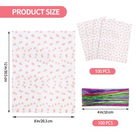 Docvania Cello Cellophane Treat Gift Bags, Holiday Cellophane Bags, Cookie Bags,8 X 12 inch Candy Bags with Ties,100 Gift Bags for Mother's Day, Valentine's Day, Christmas, Birthday Parties, Weddings