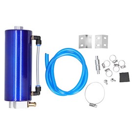 Aramox Universal Car Oil Catch Can Kit Can Kit con Abrazaderas de Soporte de Tubo de Aceite Conector de Tuerca de Tornillo(Azul)