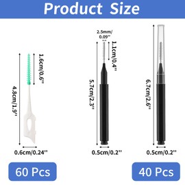 Interdental Brush, 100Pcs Soft Braces Brush Set, 40Pcs Tooth Flossing Head for Oral Hygiene Tooth Cleaning with 60pcs Disposable Braces Flossers Tooth Cleaning Tool (Stylish Colors,Multiple Sizes)