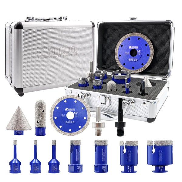 SHDIATOOL Diamond Tile Drill Bits Kit 12pcs, Porcelain Hole Saw