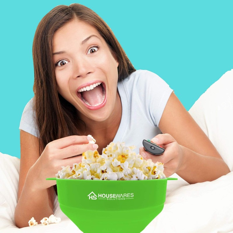 Collapsible Silicone Microwave Hot Air Popcorn Popper Bowl With Lid
