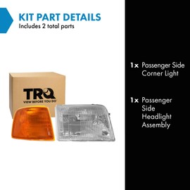 TRQ 4 Piece Driver & Passenger Side Headlight Front Corner Light Assembly Set Compatible with 2002-2004 Ford Excursion With No Boundaries Package F250 F350 Super Duty 2002-2003 F450 F550 FO2502147