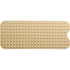 TIKE SMART Extra-Long Non-Slip Bathtub & Shower Mat 39”x16” (Smooth/Non-Textured Tubs Only) Safe, Clean, Machine-Washable, Superior Grip&Drainage, Vinyl, Opaque Light Brown