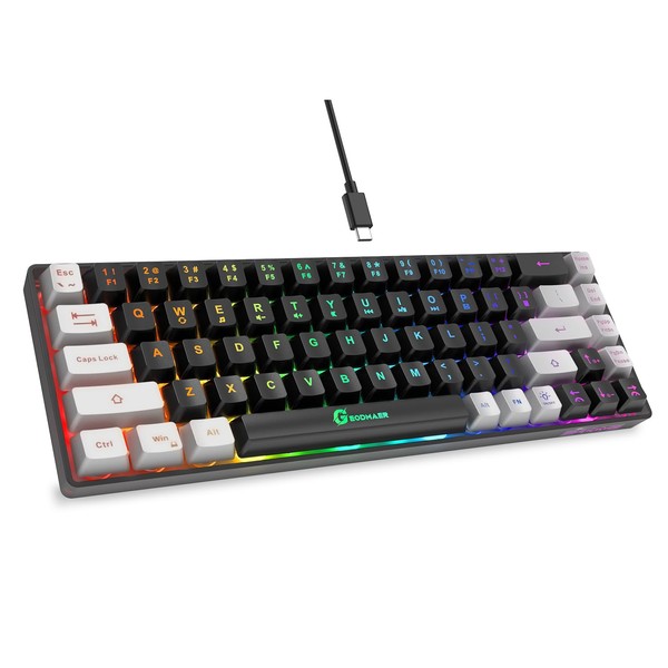 GEODMAER 65% Gaming Keyboard, LED Backlit Mini Wired Gaming Keyboard,