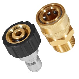 TOOLCY Pressure Washer Quick Connector Fittings,M22-14mm Female to 3/8'' Quick Connect Plug & M22-14mm Male to 3/8'' Socket Power Washer Coupler,4000 PSI