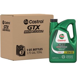 Castrol GTX High Mileage 10W-30 Synthetic Blend Motor Oil, 5 Qt, Pack of 3