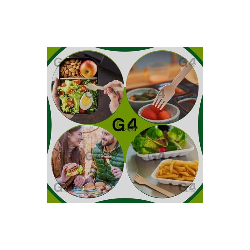 G4GADGET 100x Wooden Forks - Disposable Biodegradable Birch Wood Utensils