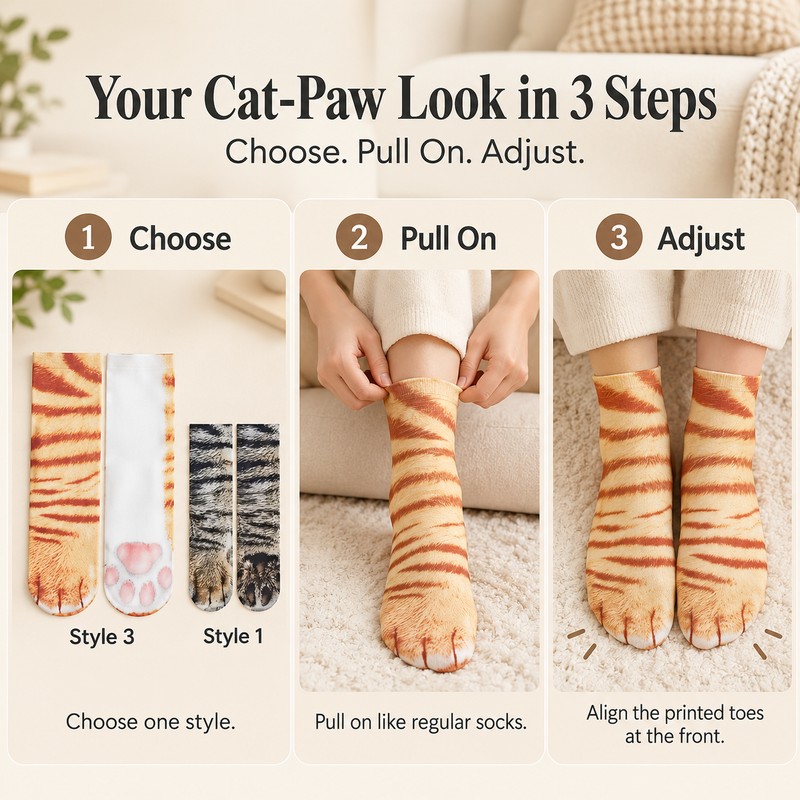 Animal Paw Socks for Playful Everyday Wear – Realistic Cat