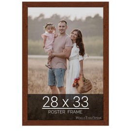 wallsthatspeak 28x33 Dark Walnut Rustic Pine Picture Frame for Puzzles Posters Photos or Artwork