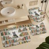 4PCS Cute Kitten Bookshelf Shower Curtain Set 72W X 72L,