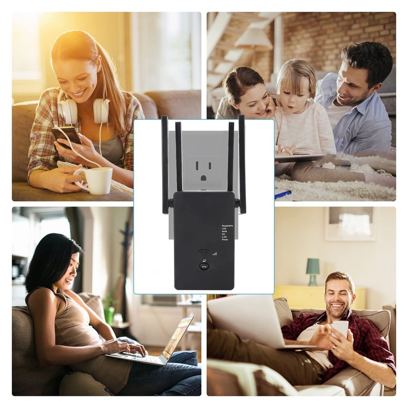 1200Mbps WiFi Extender for Home Office, 5G Dual Band WiFi