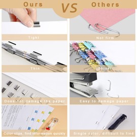 6pcs Paper Clip Dispenser,Clam Clip Dispensers with 200 Metal Refill Clips,Handheld Reusable Creative Stapler Push Clamp File