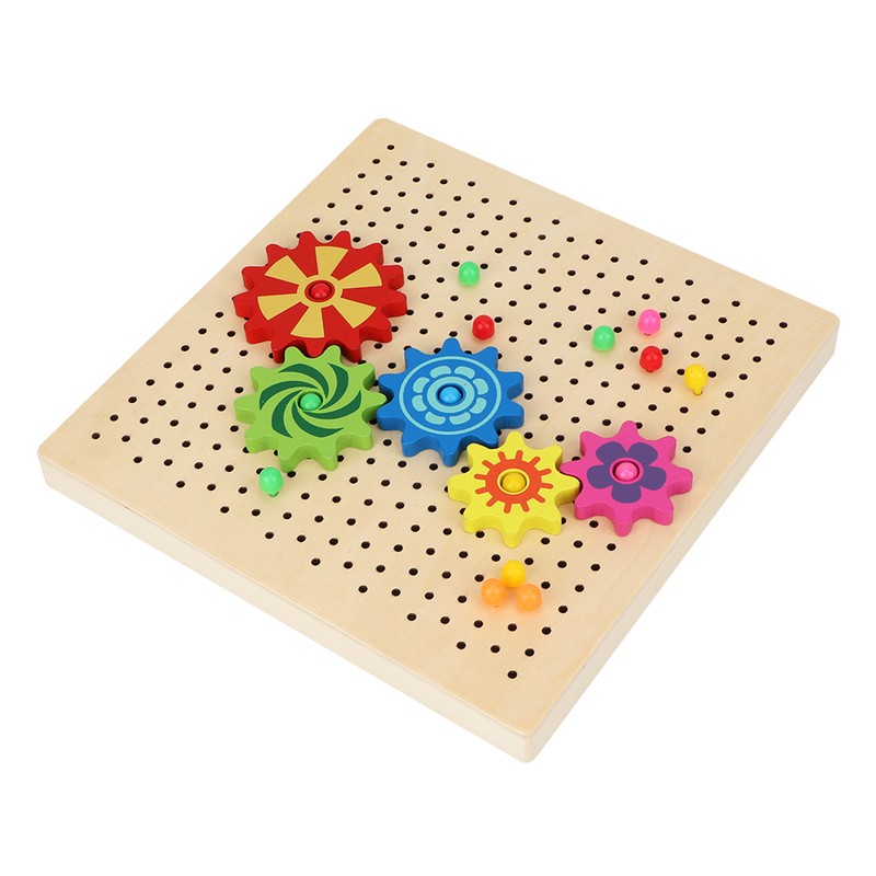 Wooden Peg Board Game DIY Mushroom Nails Jigsaw Puzzle Preschool