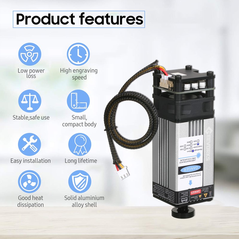 Geevorks 20W Laser Module 450nm Engraving Laser Head Adjustable Focal