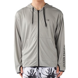 Ocean Pacific 515460 Men's Rash Guard UV Protection Hoodie, Plain, M-5L, heather gray, LL