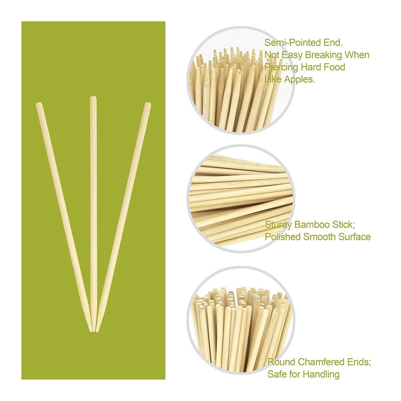 Minisland Premium 7 Inch Bamboo Skewers 5mm Thick Long Semi-point