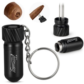 Tesonway Cigar Punch Cutter, 2-in-1 Cigar Needle, Cigar Draw Enhancer Tool Triple Nubber, Cigar Accessories for Men