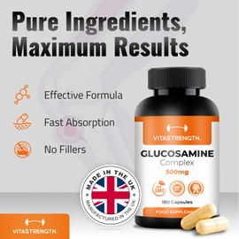 Glucosamine and Chondroitin Complex – 180 High Strength Capsules with MSM, Collagen, Hyaluronic Acid and Boswellia – Contributes to The Maintenance of Normal Immune System – Made in UK