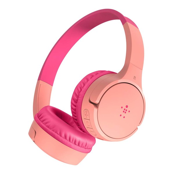 Belkin SoundForm Mini Kids Wireless Headphones with Built in Microphone, On Ear Headsets Girls and Boys For Online Learning, School, Travel Compatible with iPhones, iPads, Galaxy and more - Pink