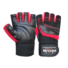 Fingerless gym fitness workout training weight lifting leather padded gloves 118 (X-Large, Red)