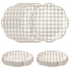 60Pcs Fall Gingham Paper Plates, Light Gray, 7 Inch