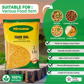 Split Pigeon Peas (Toor Dal) – Premium Dry Yellow Lentils for Curries, Soups & Everyday Cooking 32 oz