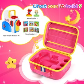 Storage Carrying Case Compatible with Little Tikes Story Dream Machine Books Starter Set and Character (Pink, Small Size)