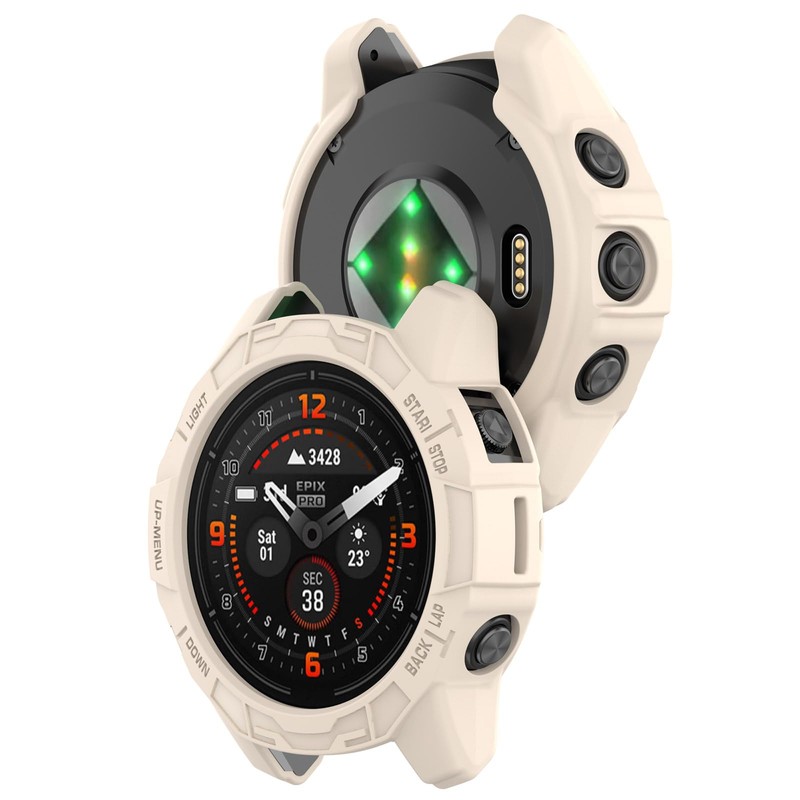 HUAYUWA 2 Pack Soft TPU Case (Black+Beige) Compatible with Garmin