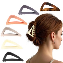 KEUKORZ Triangle Hair Claw Clips Non-slip - 6Pcs Large Claw Clips Strong Hold for Women’s Thick Hair - Fashion Accessories for Styling Holidays Makeup Washing Face(6 Colors)