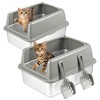Kirecoo 2 Pack Stainless Steel Litter Box with Lid, Medium