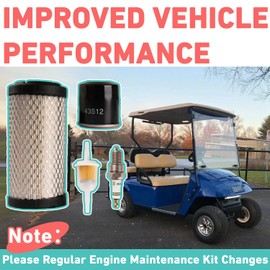 FIXHAWK EZGO Tune Up Kit, EZGO Oil Change Kit for EZGO TXT 2010-up & EZGO RXV 2008-up Gas Golf Cart with Kawasaki Engines. Include Fuel Filter Air Filter Oil Filter Spark Plug, Replace OEM# 611879