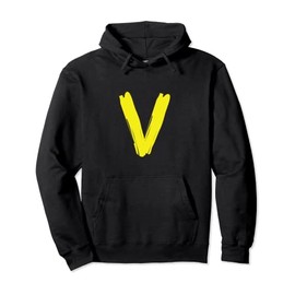 Creative Bold Yellow Letter V - Design Alphabet - Marker Pullover Hoodie