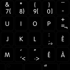 MAC French Canadian Non-Transparent Stickers for Keyboard ON Black Background