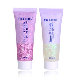 2 Stück Body Glitter gel, 50ml Make Up Glitzer Chunky Glitter Liquid Glitzer Gesicht Festival Glitzer Gesicht, Glitzer Flüssiger für Gesicht Haare Lippen Nägel Make Up Kosmetik Festival Party