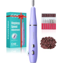 COSLUS C42 Cordless Electric Nail Drill File: Nail Drill Machine with Stepless Speed Knob for Acrylic Gel Dip Powder Polish, Professional Portable Manicure Pedicure Rechargeable for Home Salon Use