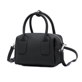 imeetu Handbag, Genuine Leather, Women's, Smaller, 3-Way Shoulder Bag, With Bottom Studs, High Visibility, Casual, Stylish, Cross-Handheld, Commuting, Popular, Black