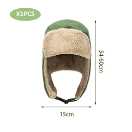 FDGGT 1 Piece Military Green Thermal Cotton Hat, Ear Protection Hat, Ski Hat, Pilot Hat, Soft Warm Hat, Winter Thermal Supplies, Army Green
