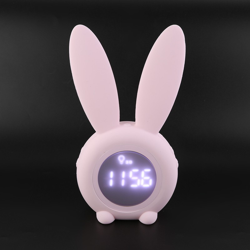 Multifunctional Cartoon Rabbit LED Screen Timing Alarm Temperature Table Clock