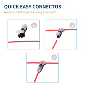 Low Voltage Wire Connector, Quick Solderless Wire Splice Connector, 12 Pack T Tap Wire Connectors, No Stripping 3 Way Wire Connectors, Fits 24-20 AWG Stranded/Solid Electrical Wires, T Type 1 Pin