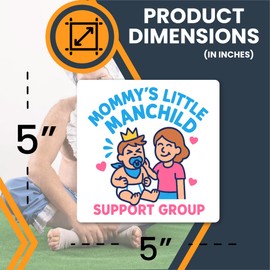Magnet Me Up Mommy’s Little Manchild Support Group Magnet - 5" Square Funny Car Magnet - Humor Magnetic Car Decal - UV Printed, Durable Vinyl - Made in USA, Gag Gift for Mama’s Boy