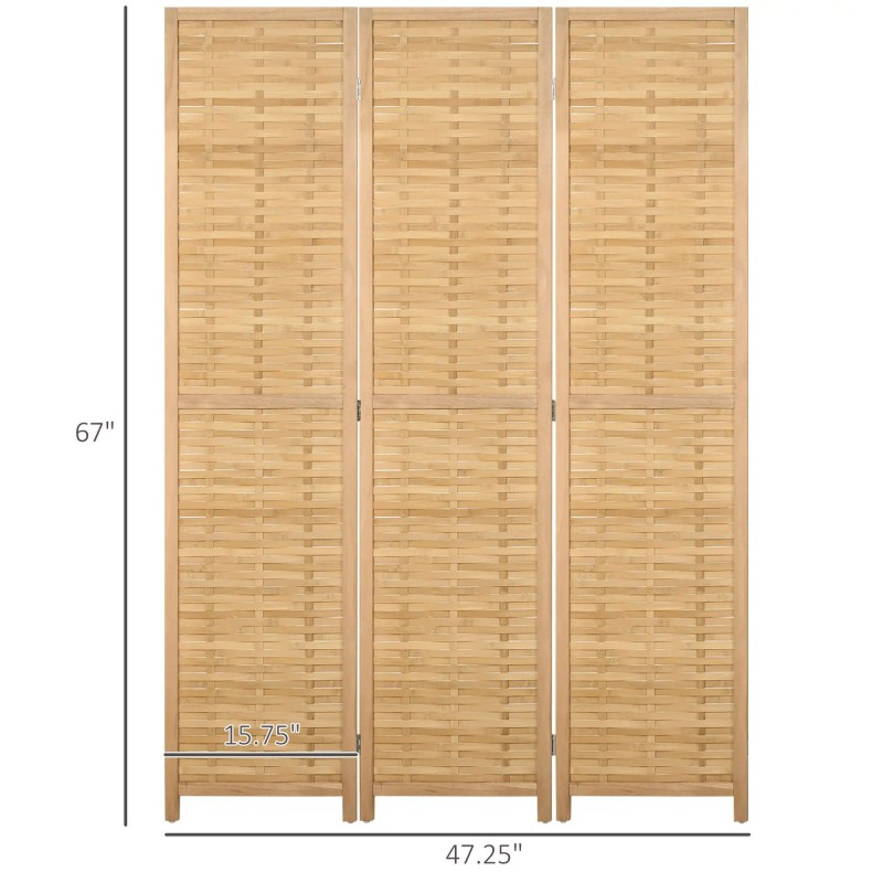 Hand Woven 3-Panel Bamboo Room Divider 4725x67x075 Folding Privacy Screen
