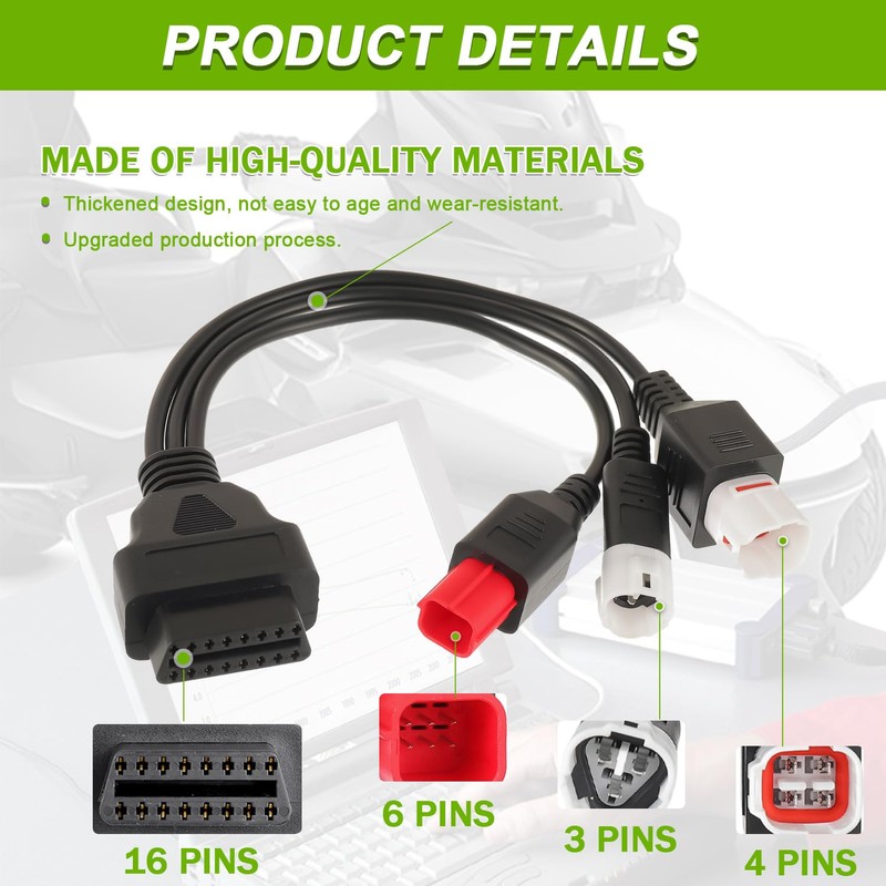 EPLZON 3-in-1 OBD2 Diagnostic Adapter Cable 3Pin+4Pin+6Pin to 16Pin Multiple