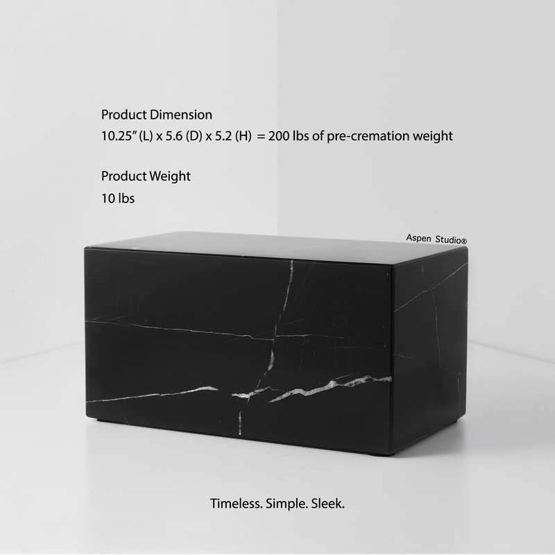 Aspen Studio AspenStudio Genuine Black Marquina Marble Cremation Urn for