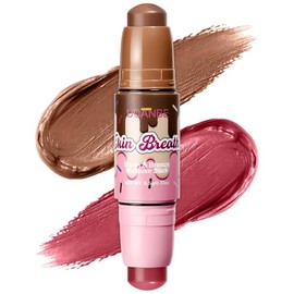 UCANBE Barra de rubor y bronceador, barra de maquillaje en crema multiuso 2 en 1, barra de contorno y rubor de doble extremo, fórmula de crema mezclab