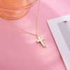 Imohen&Sam Cross Necklace for Women,14K Gold Plated Mother of Pearl