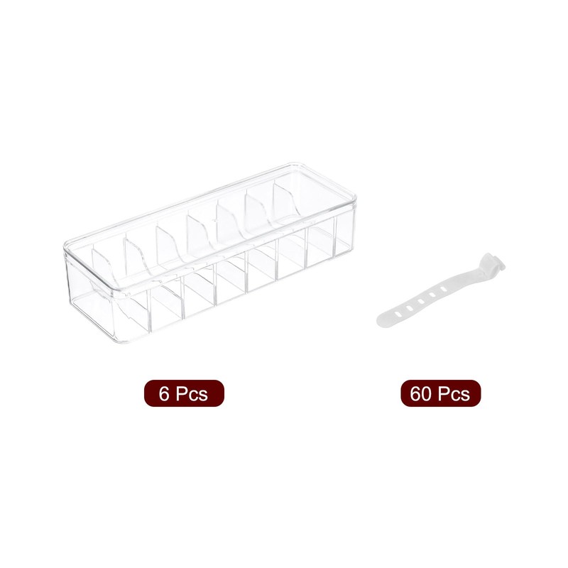 sourcing map Cable Storage Box with Compartments, Cable Organizer Transparent