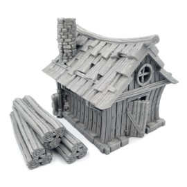 QP3D - Dwarf's Hut House - Fantasy Battle Building Terrain Scenery for Tabletop & RPG 28-32mm Miniatures Wargame Props DnD D&D, 3D Printed and Paintable