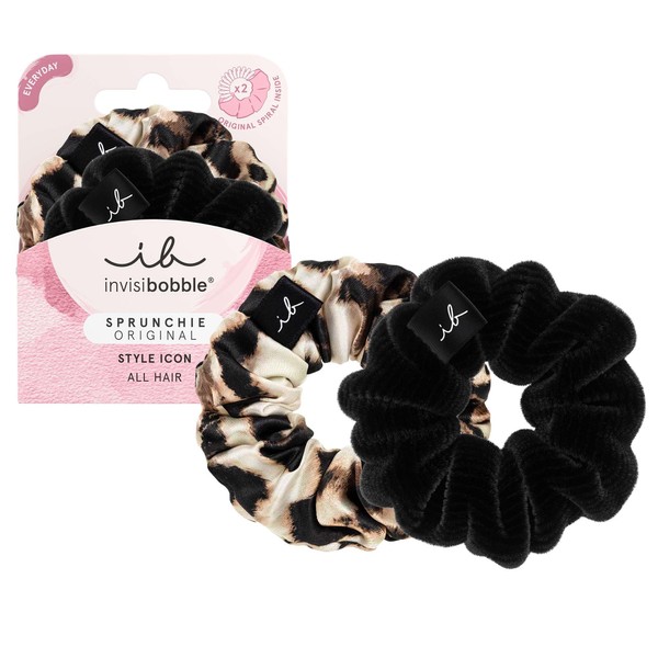 Pack of 4 Scrunchies with Leopard Print, Hair Scrunchies in